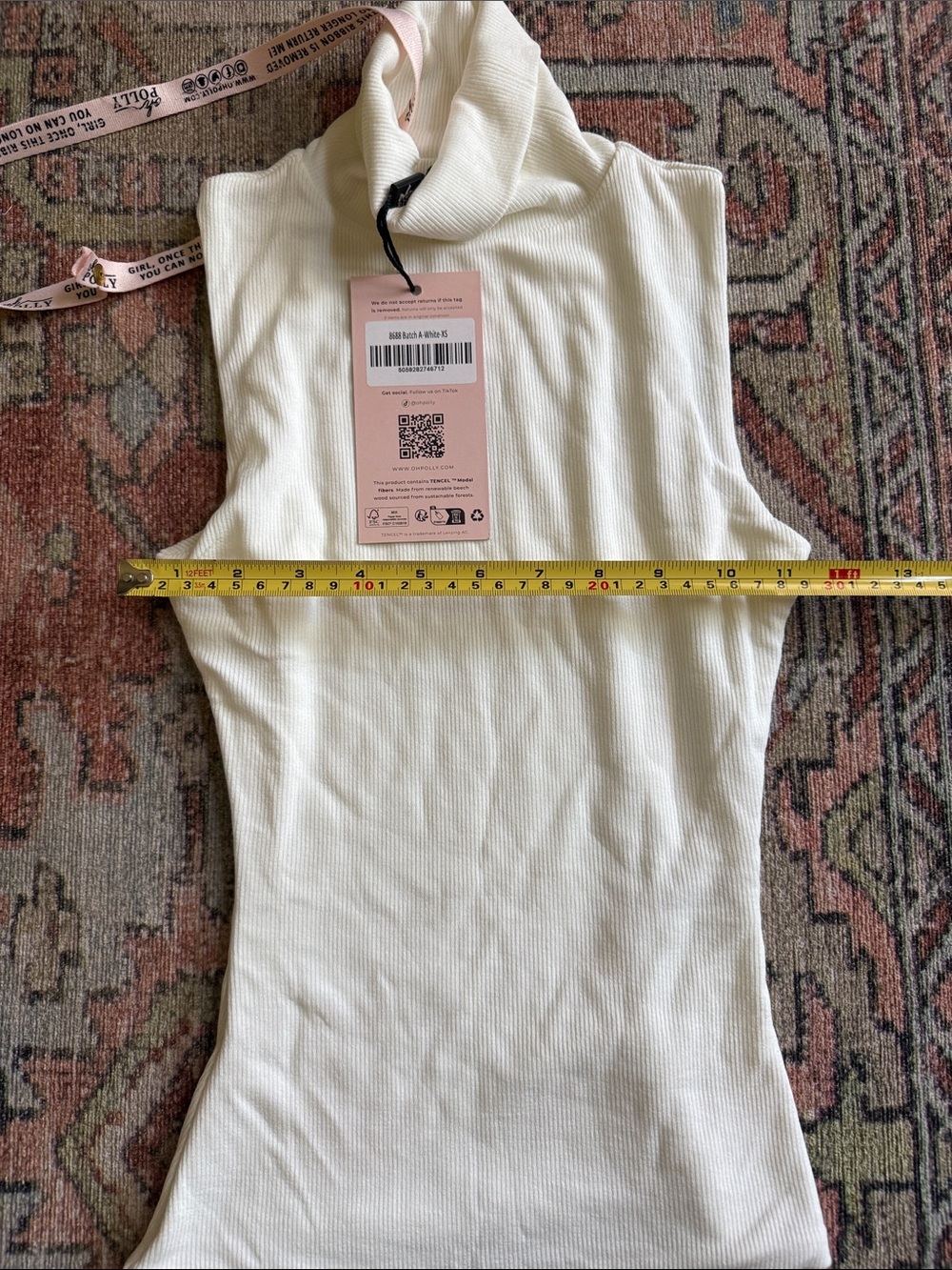 Oh Polly Cream Ribbed High Neck Tank - Picture 2 of 5